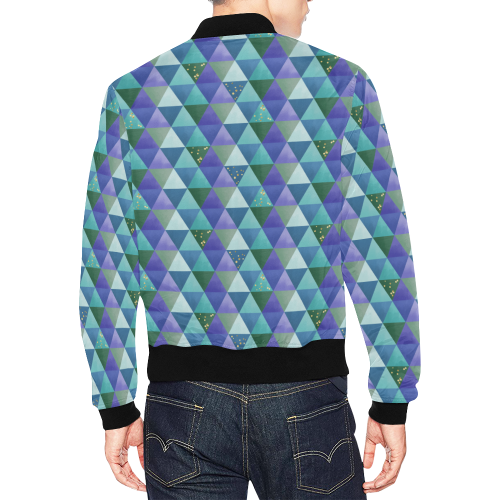 Triangle Pattern - Blue Violet Teal Green All Over Print Bomber Jacket for Men/Large Size (Model H19)