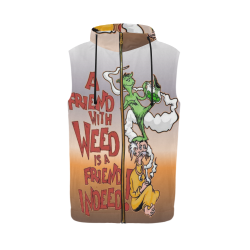 Weed - A Friend All Over Print Sleeveless Zip Up Hoodie for Men (Model H16)