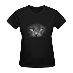 cat face black Women's T-Shirt in USA Size (Two Sides Printing)