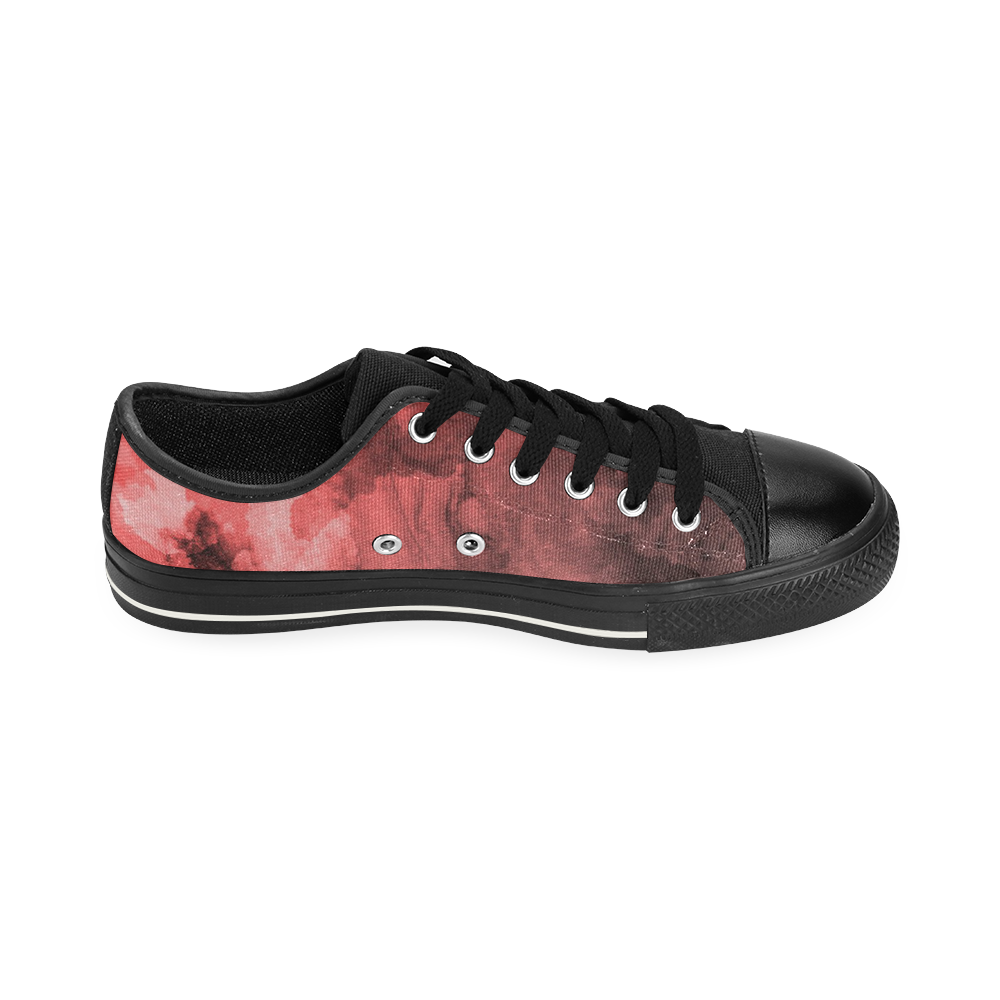 Red and Black Watercolour Men's Classic Canvas Shoes (Model 018)