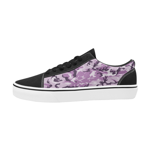 Woodland Pink Purple Camouflage Women's Low Top Skateboarding Shoes/Large (Model E001-2)