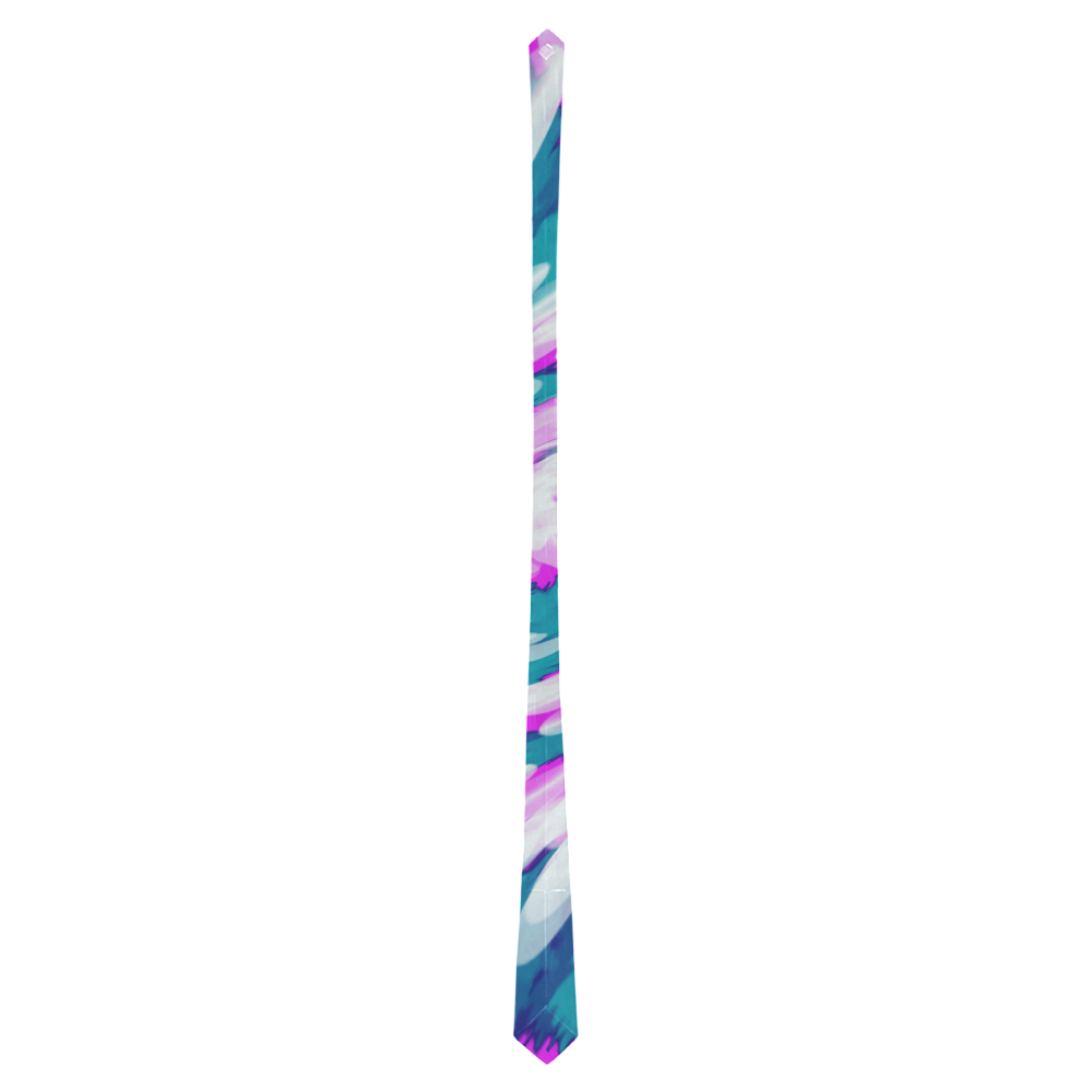 Turquoise Pink Tie Dye Swirl Abstract Classic Necktie (Two Sides)