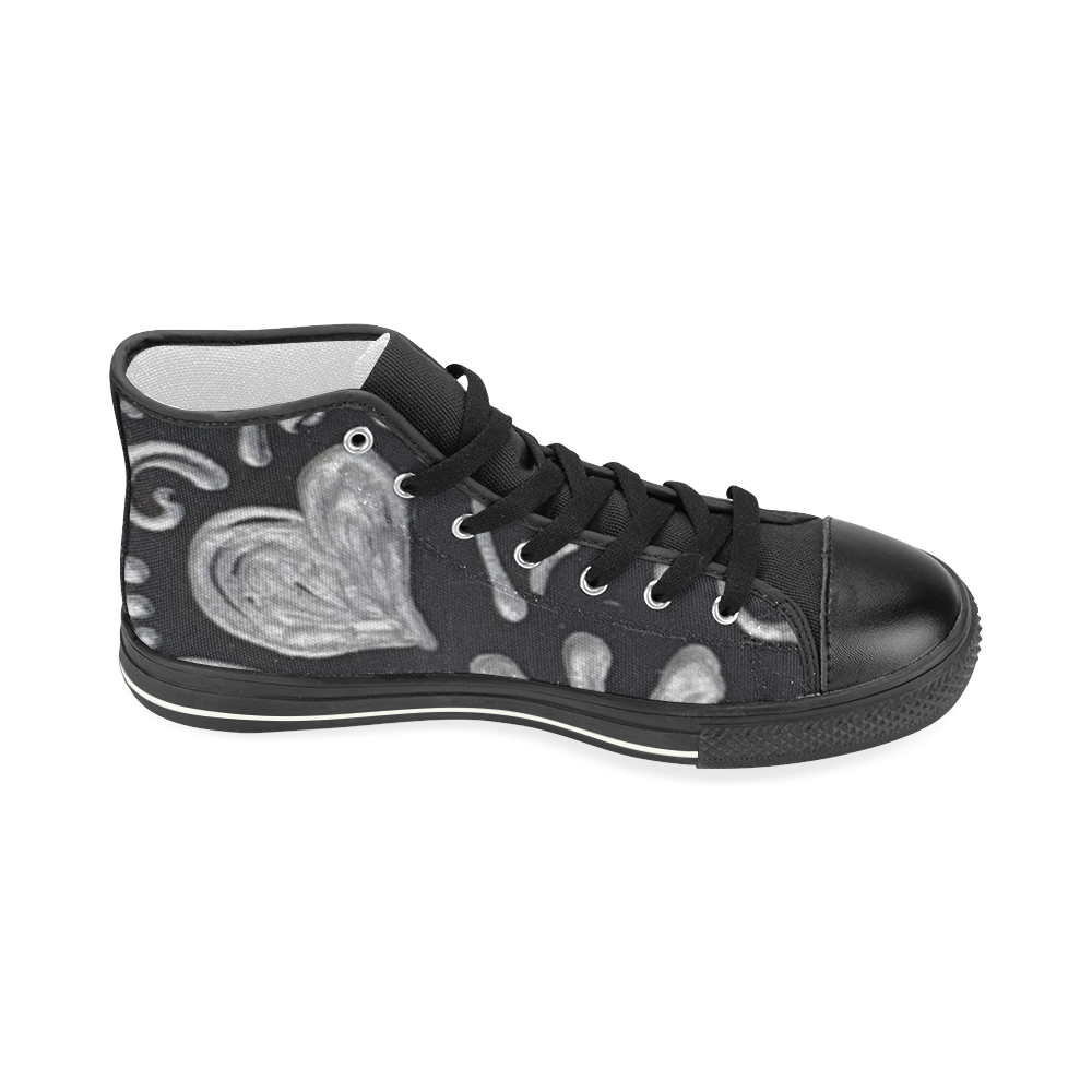 Silver heart Women's Classic High Top Canvas Shoes (Model 017)