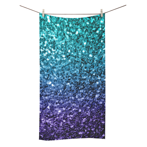 Beautiful Aqua blue Ombre glitter sparkles Bath Towel 30"x56"