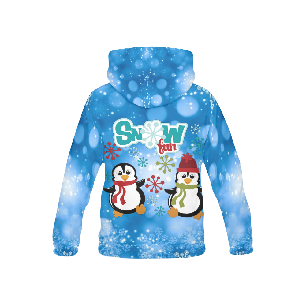 Snow Fun Penguins All Over Print Hoodie for Kid (USA Size) (Model H13)