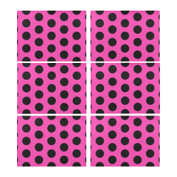 Pink/Black Polka Dot Pattern Placemat 14’’ x 19’’ (Six Pieces)