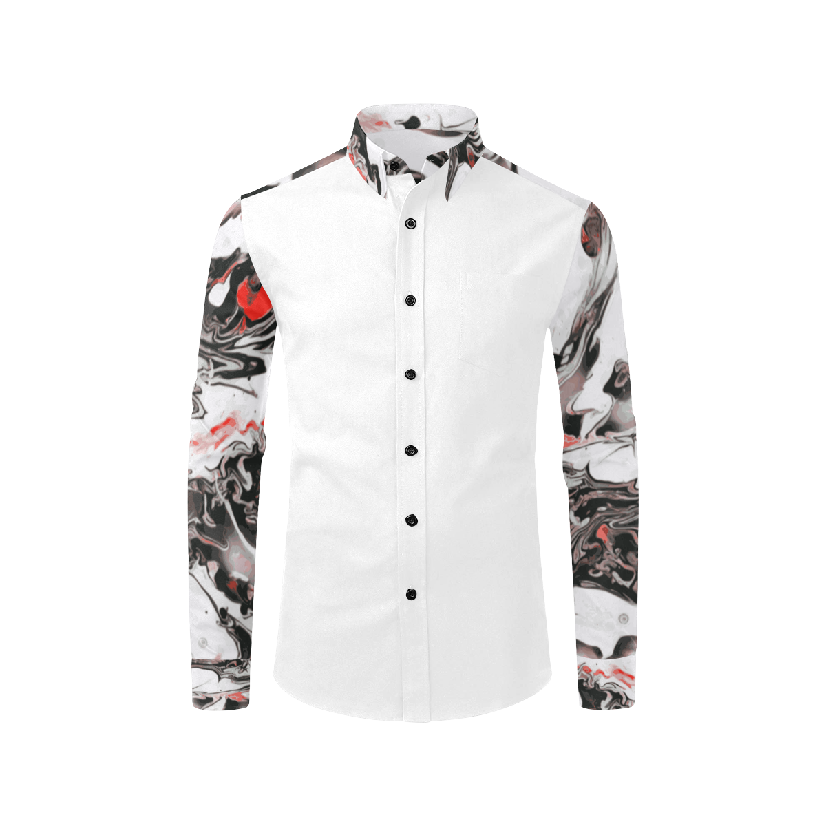 Pure Blood - red black gray and white swirl pattern Men's All Over Print Casual Dress Shirt (Model T61)