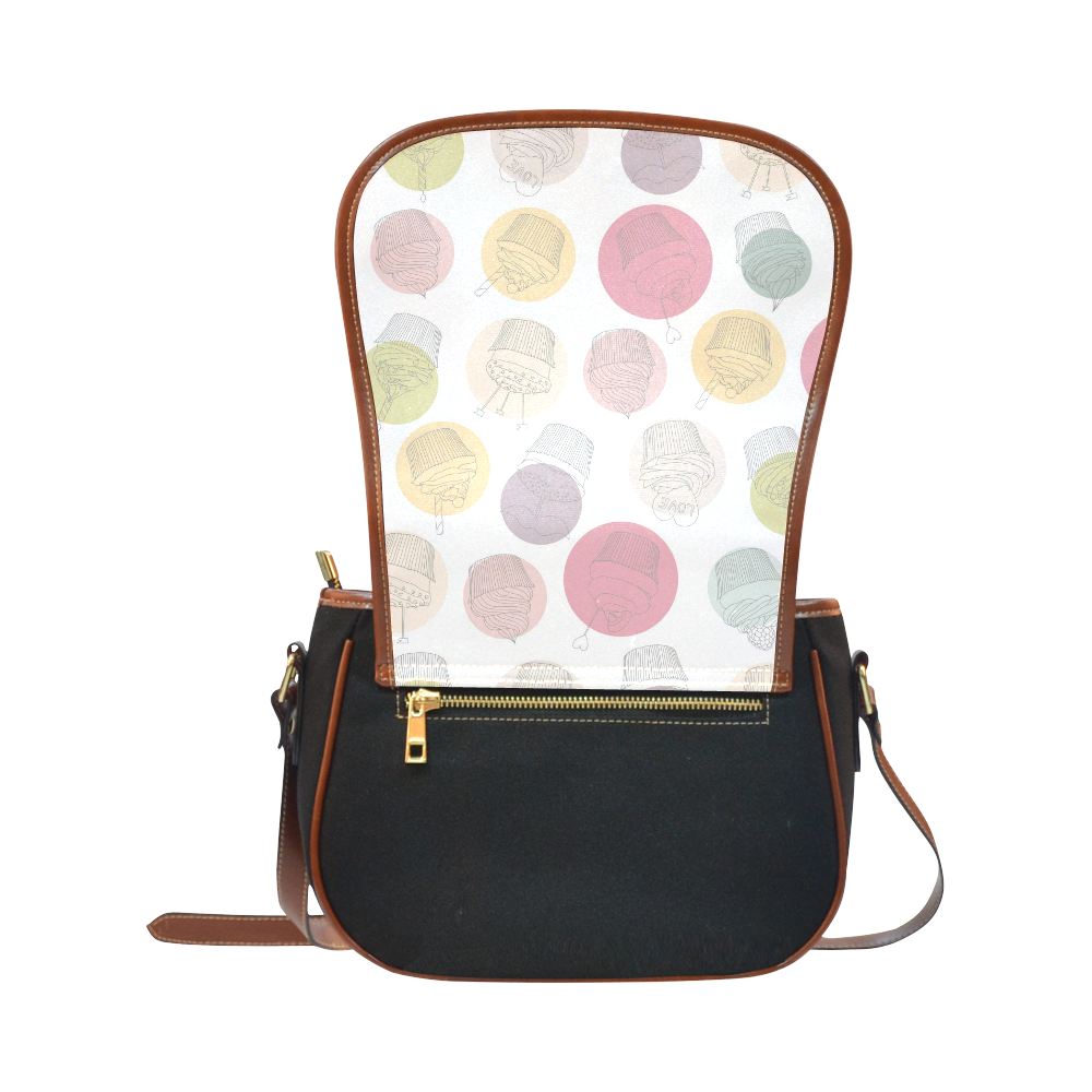 Colorful Cupcakes Saddle Bag/Small (Model 1649)(Flap Customization)