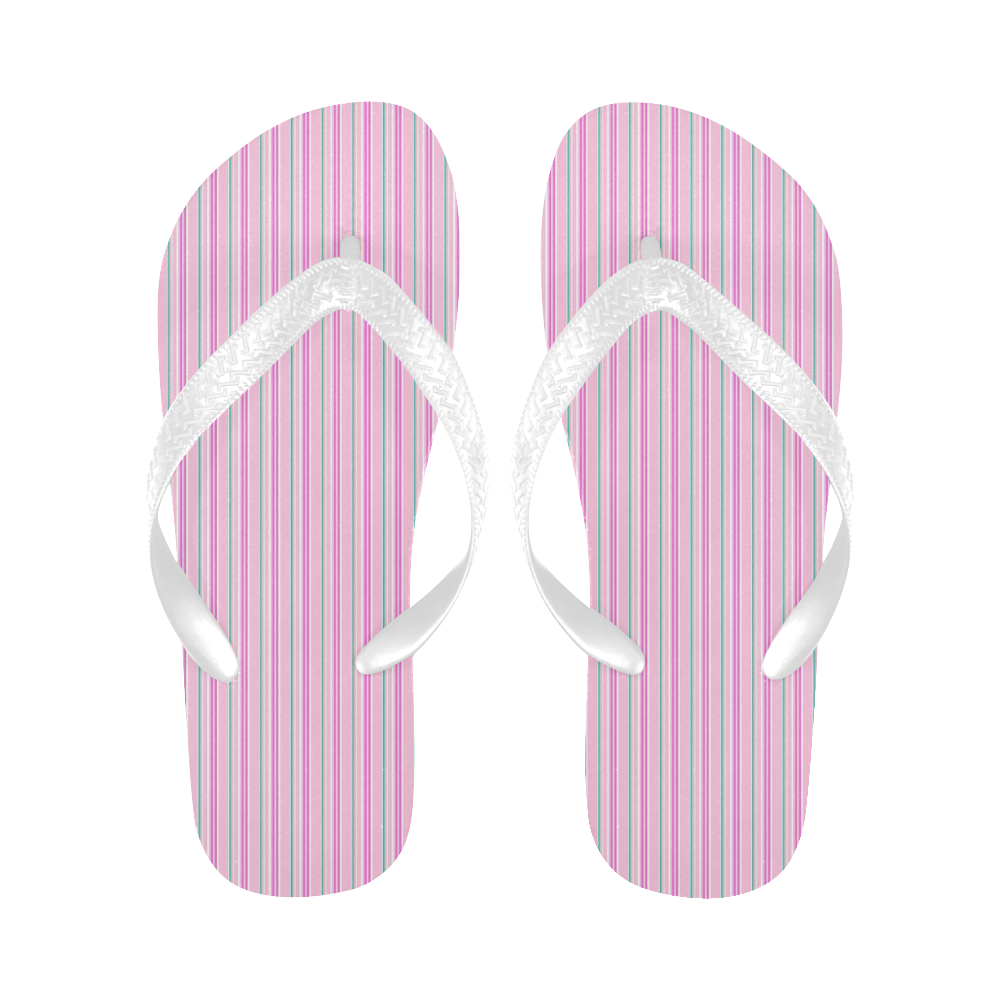 Pink Stripes Vertical Flip Flops for Men/Women (Model 040)
