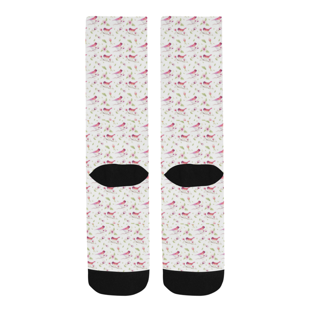 Lovely Pattern with Birds and Flowers Men's Custom Socks