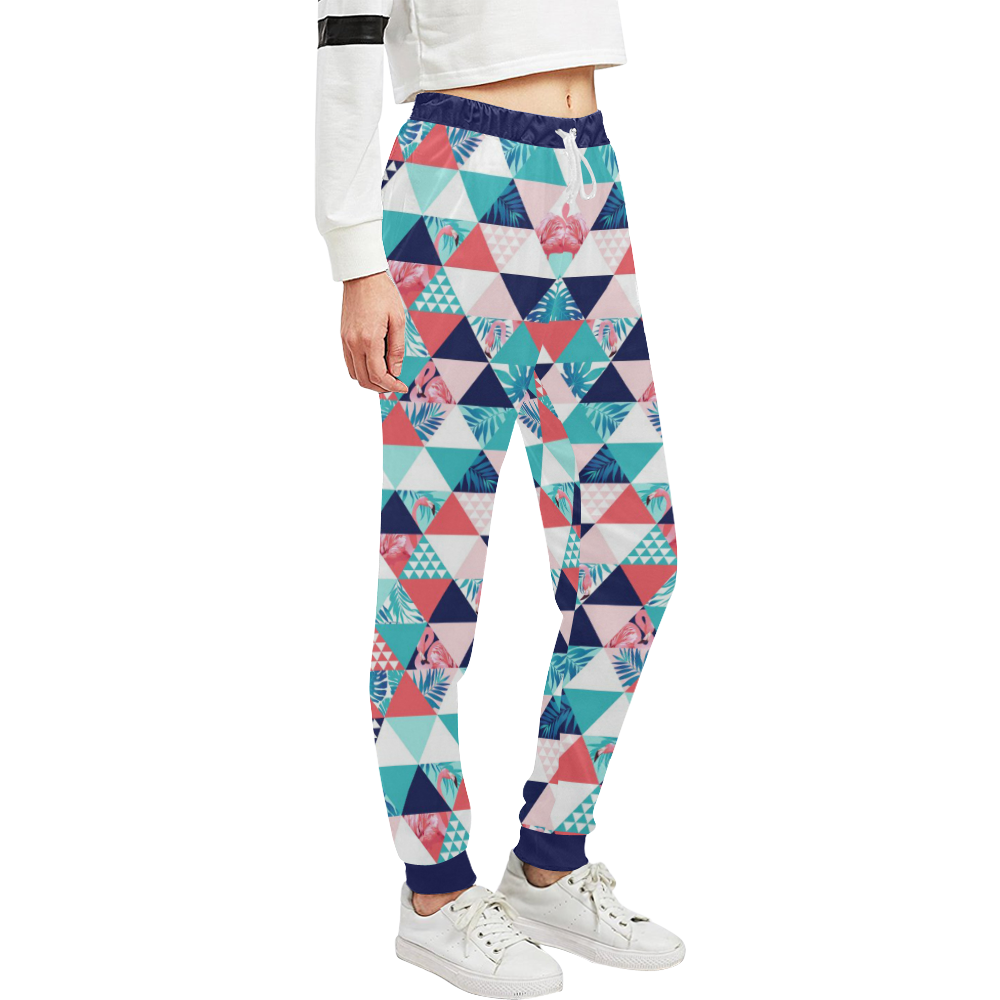 Flamingo Triangle Pattern Unisex All Over Print Sweatpants (Model L11)