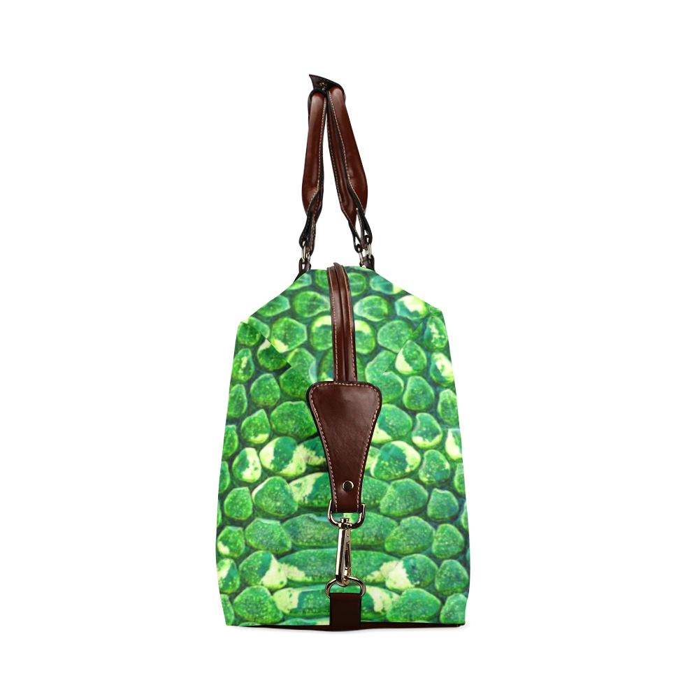 SNAKE LEATHER 5 GREEN Classic Travel Bag (Model 1643) Remake