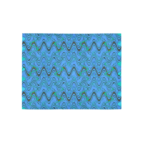 Blue Green and Black Waves pattern design Area Rug 5'3''x4'