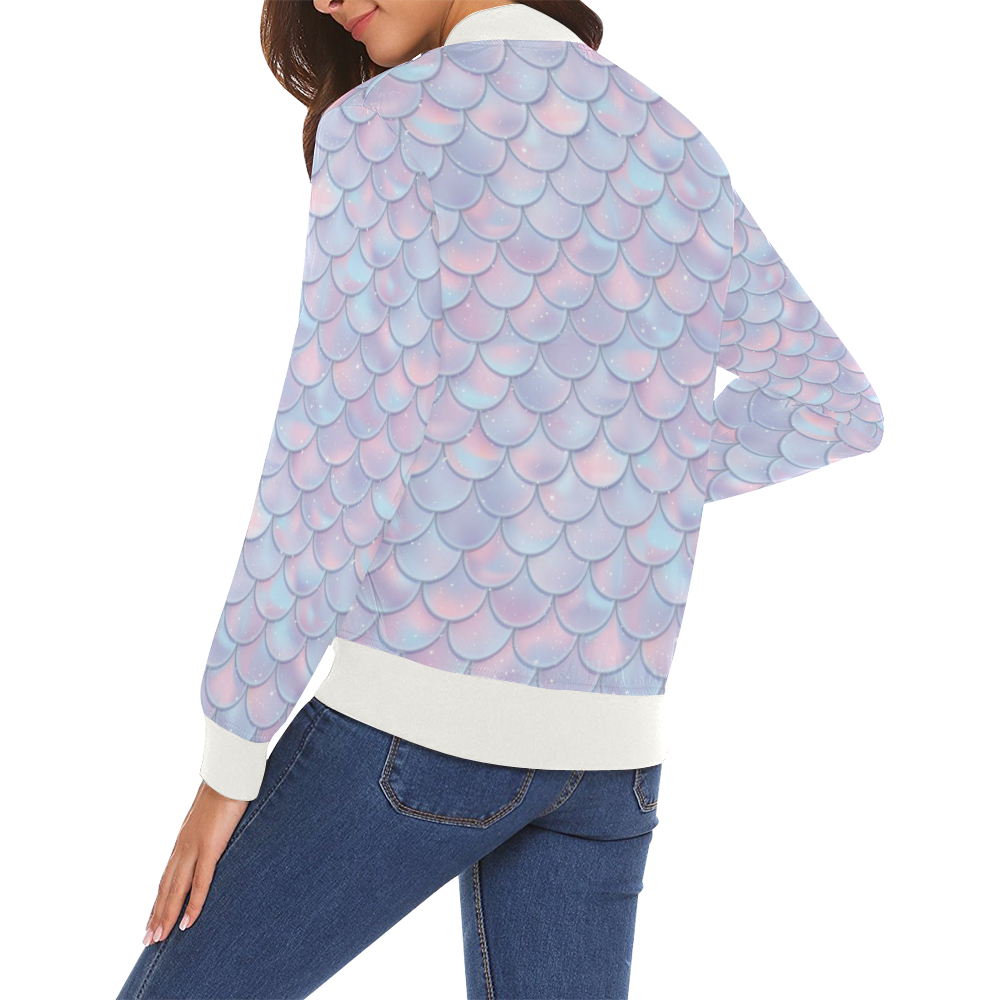 Mermaid Scales All Over Print Bomber Jacket for Women (Model H19)