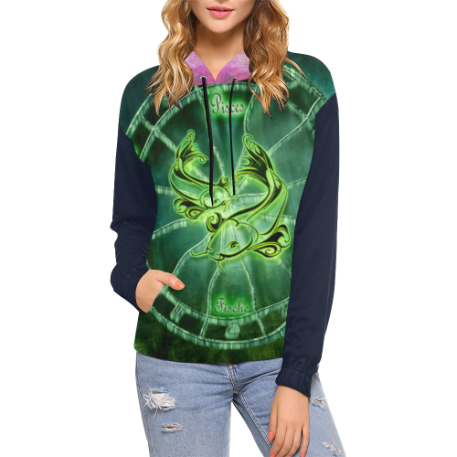 pisces green All Over Print Hoodie for Women (USA Size) (Model H13)