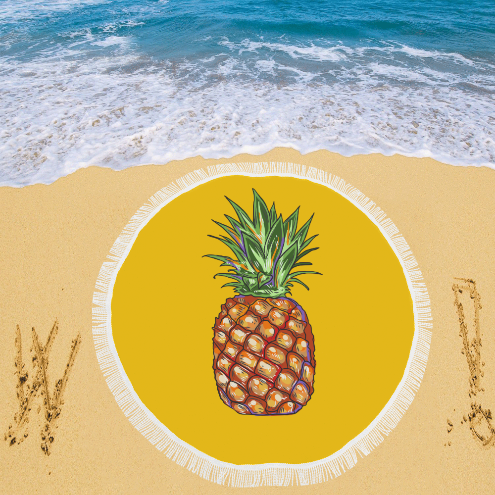 Yellow Pineapple Circular Beach Shawl 59"x 59"