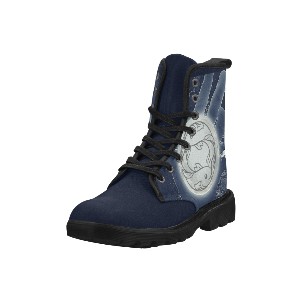 pisces blue galaxy Martin Boots for Women (Black) (Model 1203H)