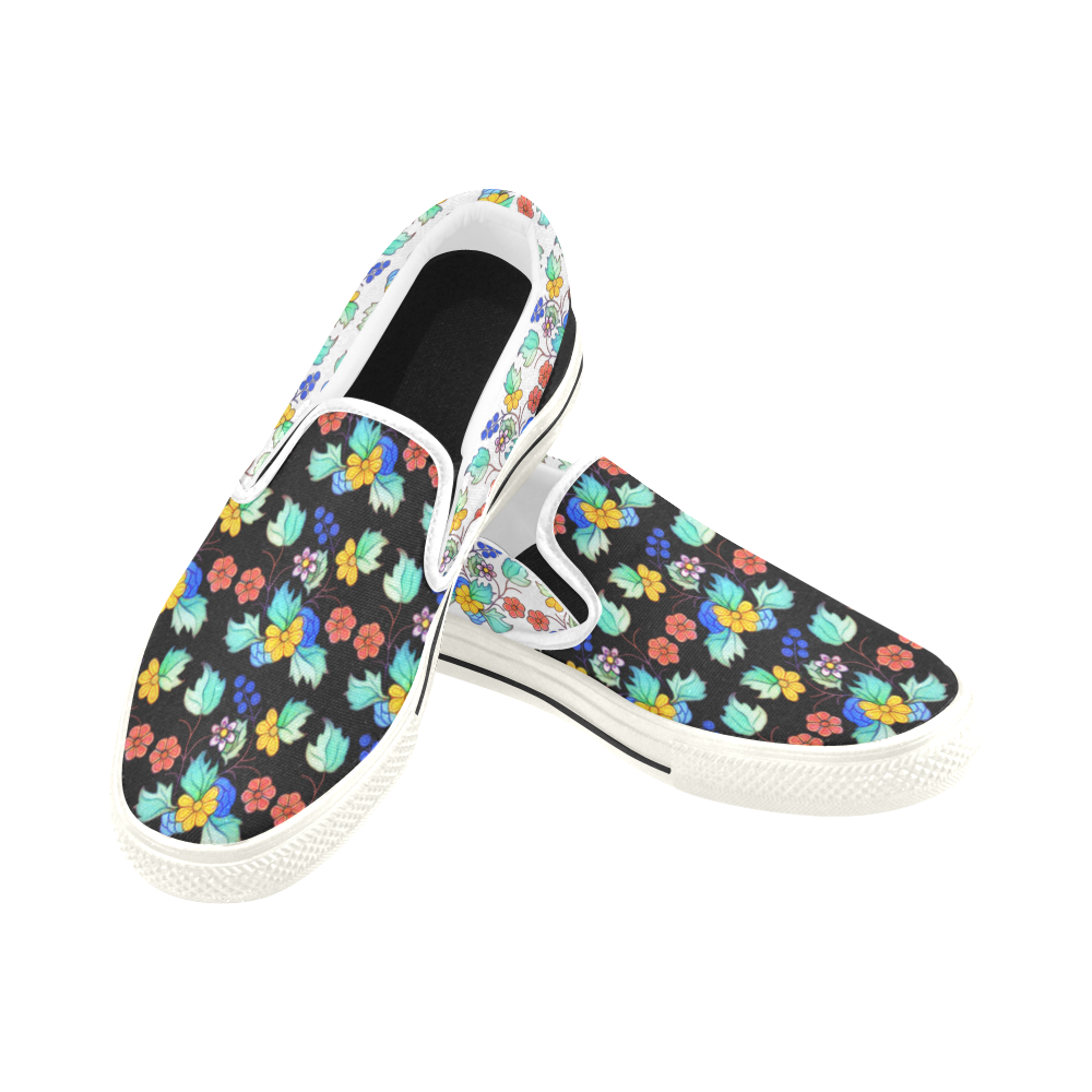 bright floral Men's Slip-on Canvas Shoes (Model 019)