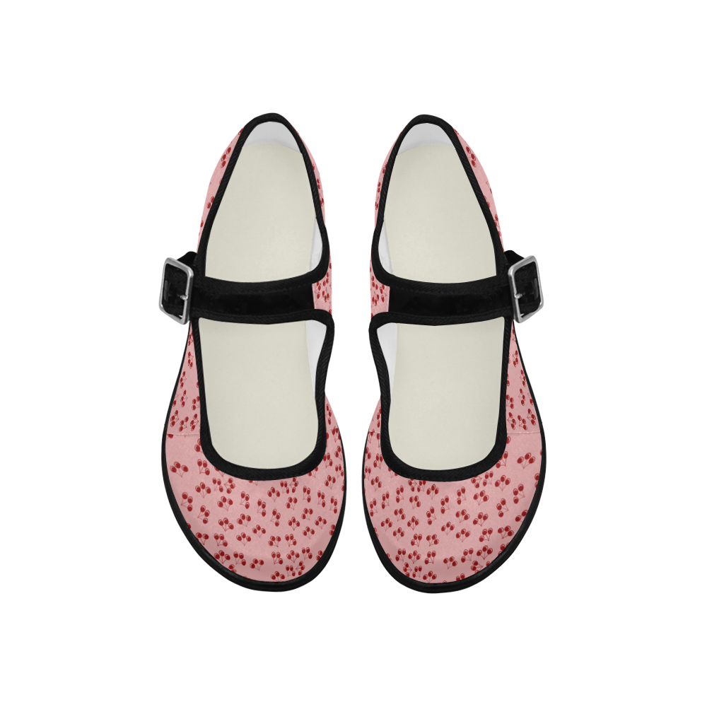 rose cherries Mila Satin Women's Mary Jane Shoes (Model 4808)