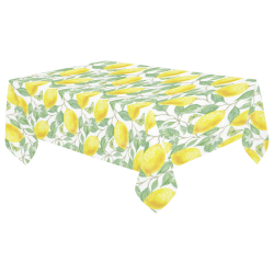 Lemons And Butterfly Cotton Linen Tablecloth 60"x 104"