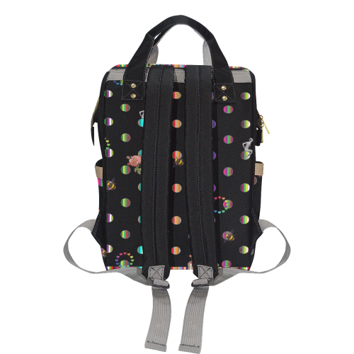 Rainbow Polka Multi-Function Diaper Backpack/Diaper Bag (Model 1688)