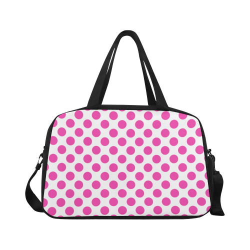 Pink Polka Dots on White Fitness Handbag (Model 1671)