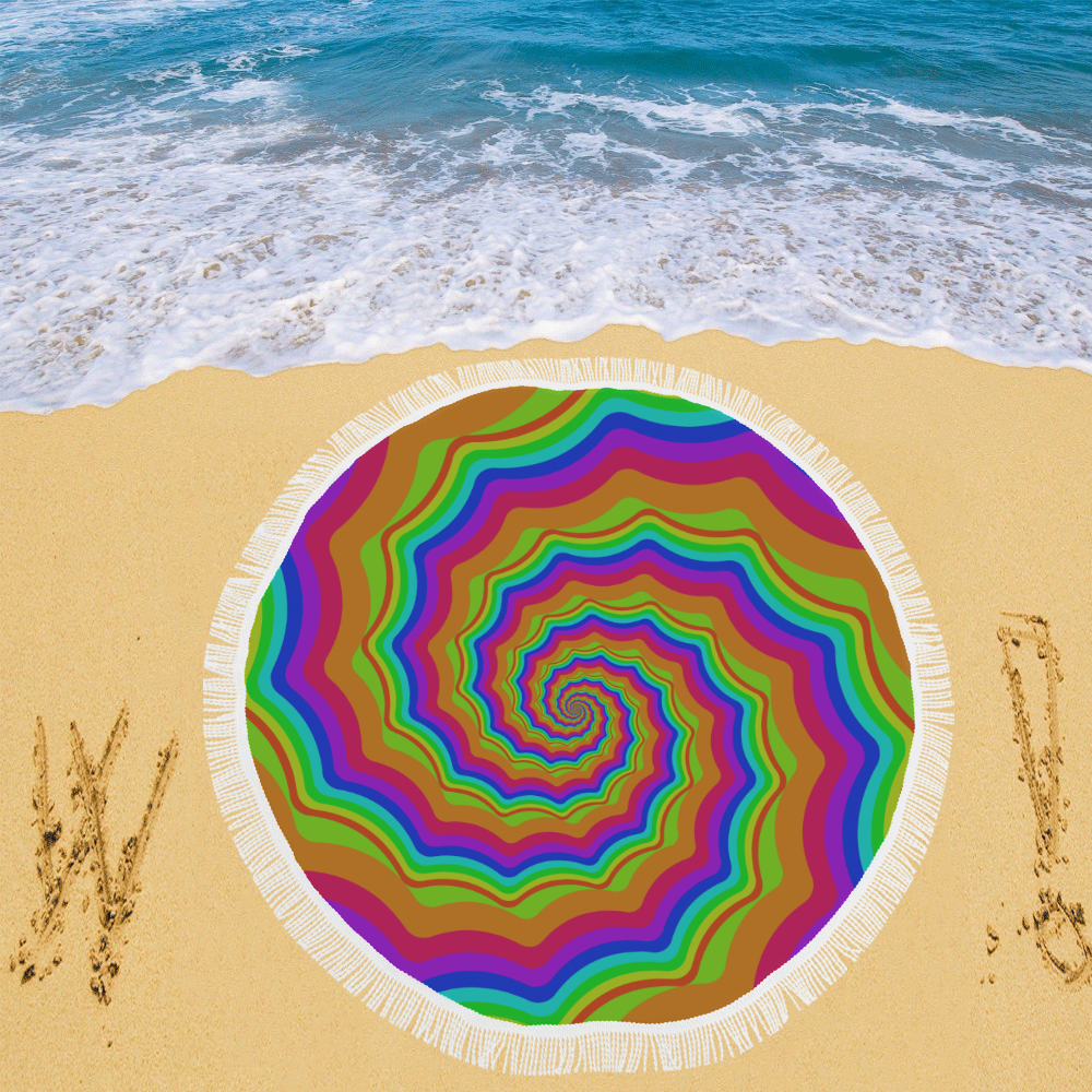 Rainbow spiral Circular Beach Shawl 59"x 59"