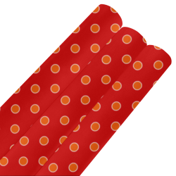 Orange Tangerine Polka Dots on Red Gift Wrapping Paper 58"x 23" (3 Rolls)