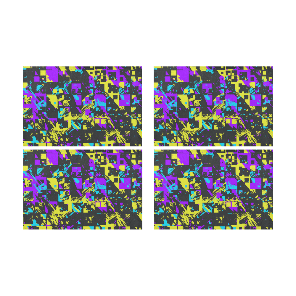 Purple yelllow squares Placemat 12’’ x 18’’ (Four Pieces)