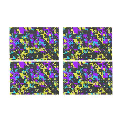 Purple yelllow squares Placemat 12’’ x 18’’ (Four Pieces)