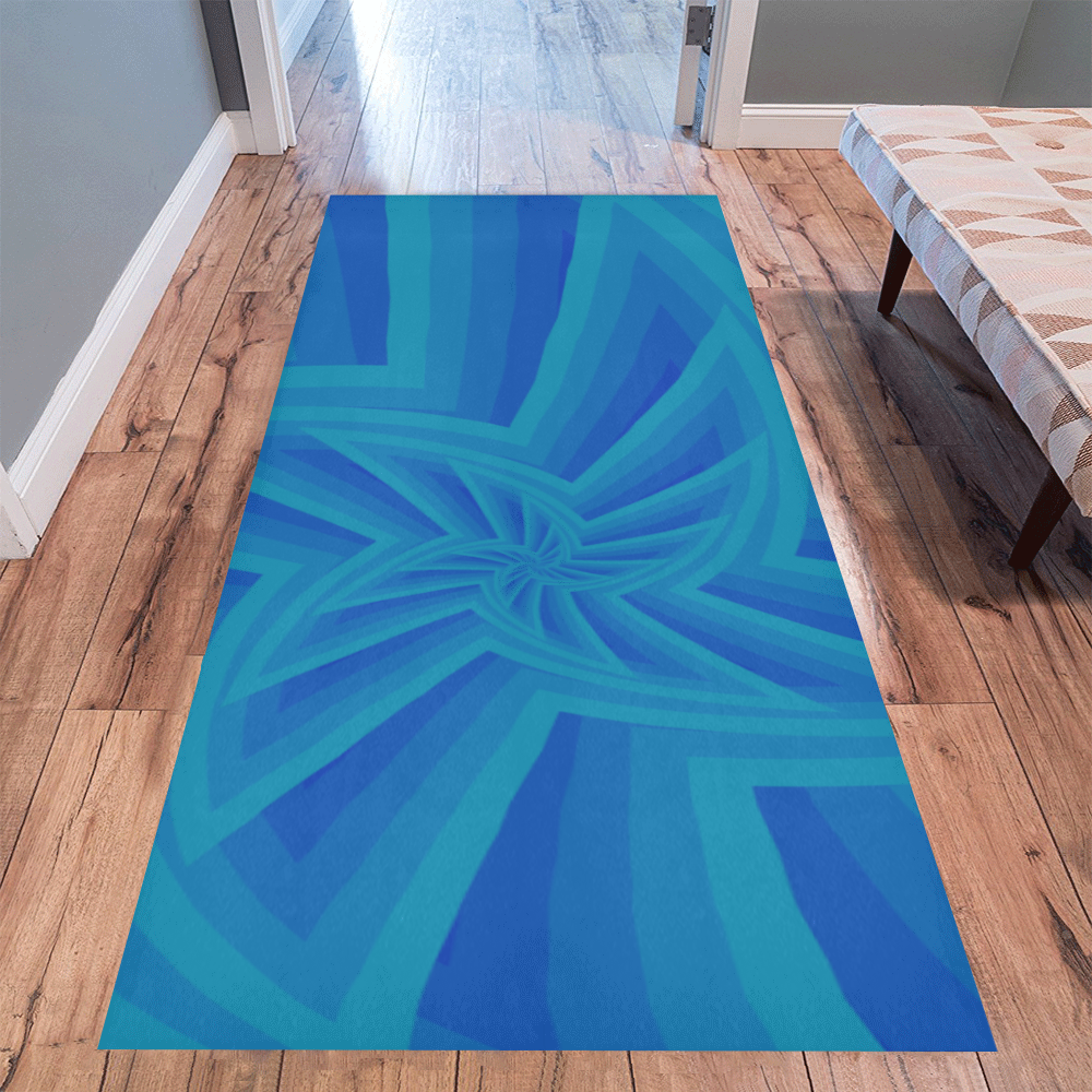 Star in blue Area Rug 9'6''x3'3''