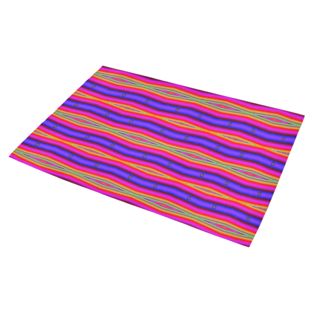 Bright Pink Purple Stripe Abstract Azalea Doormat 30" x 18" (Sponge Material)