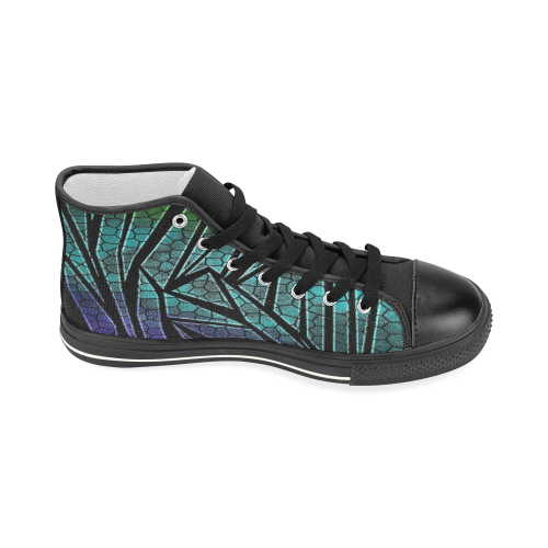 Neon Rainbow Cracked Mosaic Women's Classic High Top Canvas Shoes (Model 017)