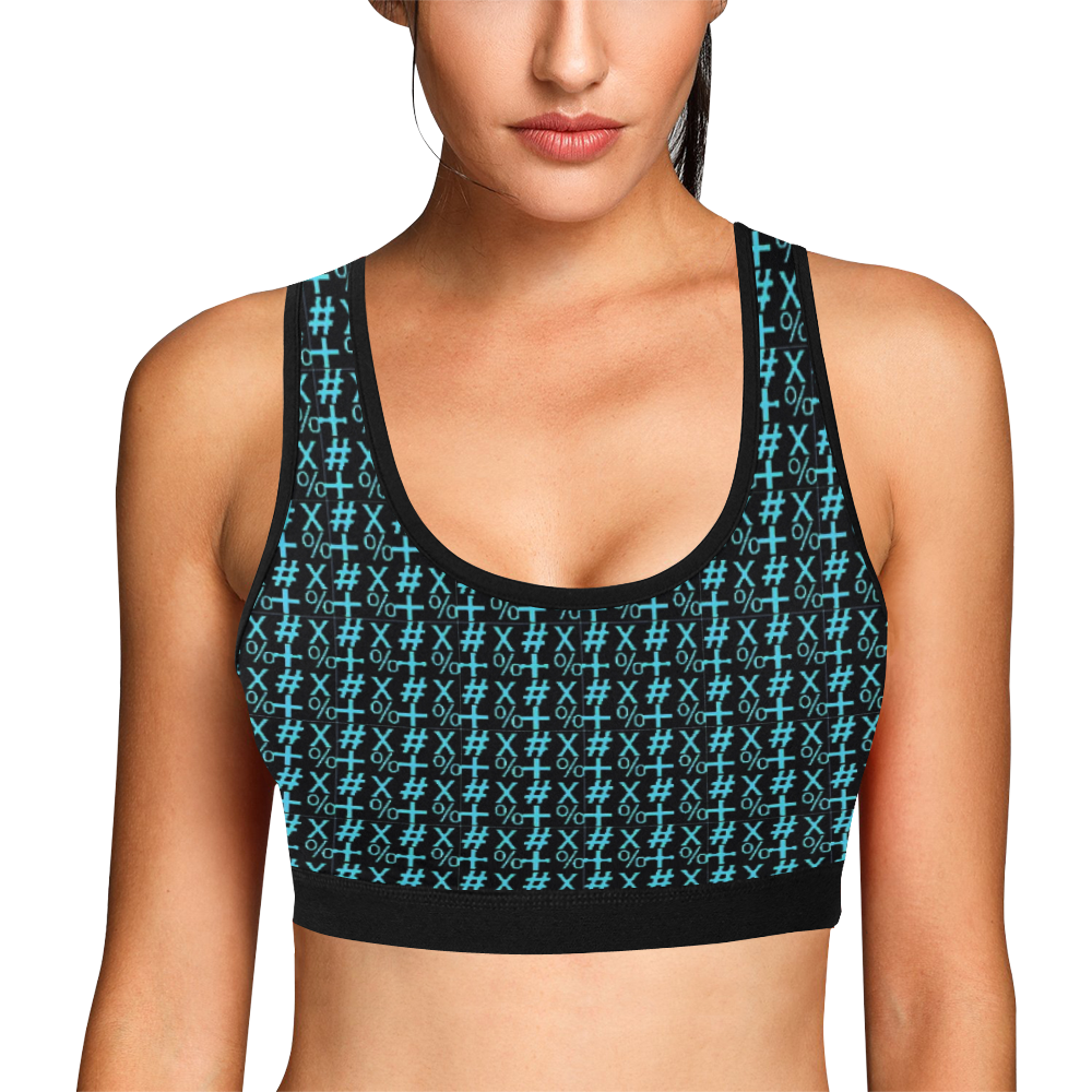 NUMBERS Collection Symbols Teal Women's All Over Print Sports Bra (Model T52)