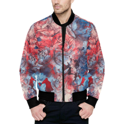 flowers All Over Print Quilted Bomber Jacket for Men (Model H33)