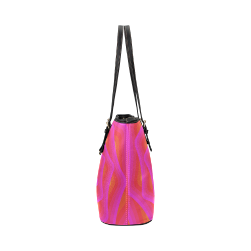 Pink spiral Leather Tote Bag/Small (Model 1651)