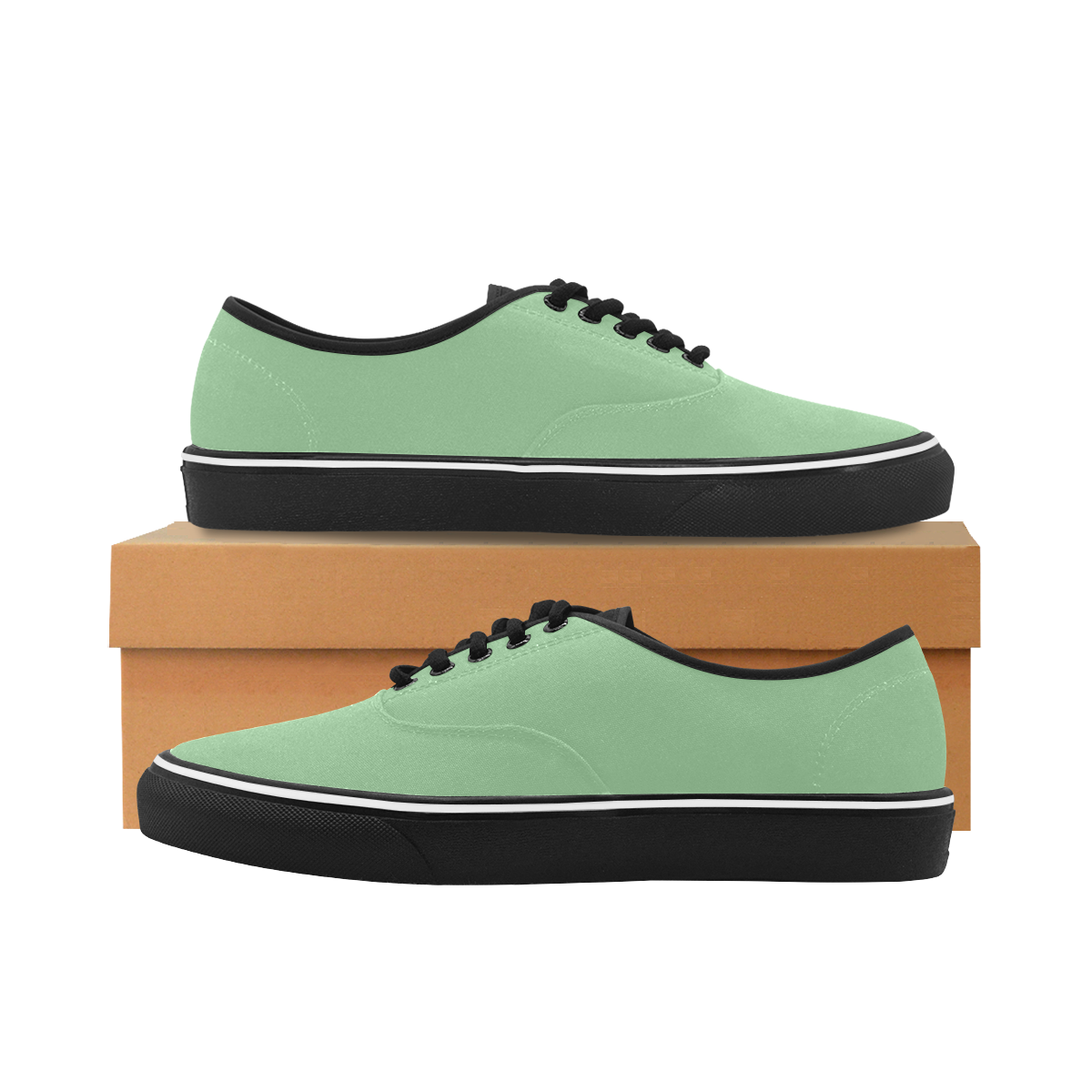 color dark sea green Classic Men's Canvas Low Top Shoes/Large (Model E001-4)