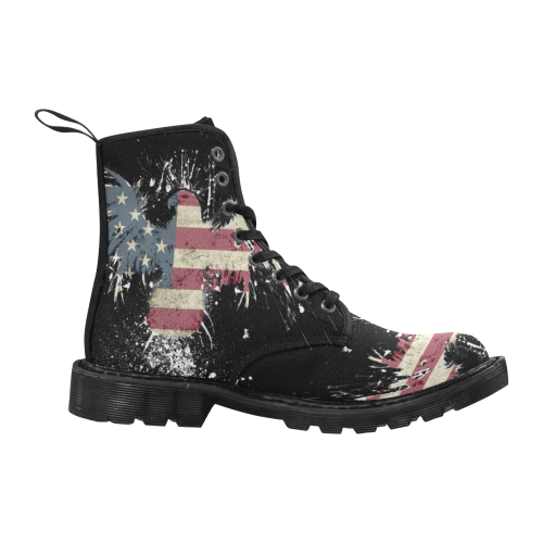 USA Flag Martin Boots for Women (Black) (Model 1203H)