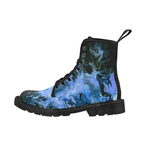 Mystical Blue Swirl. Martin Boots for Men (Black) (Model 1203H)