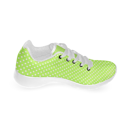 Mint green polka dots Kid's Running Shoes (Model 020)