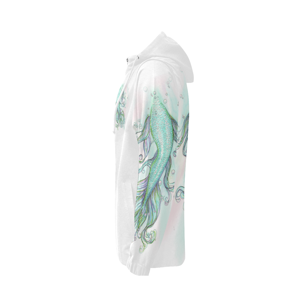 Mermaid Tail All Over Print Full Zip Hoodie for Women (Model H14)