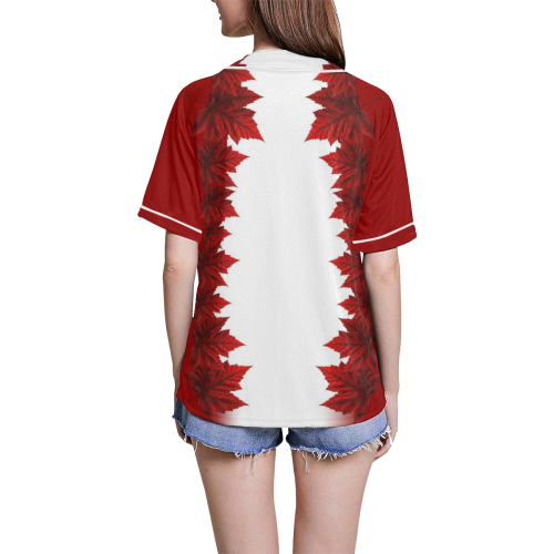 Canada Maple Leaf All Over Print Baseball Jersey for Women (Model T50)