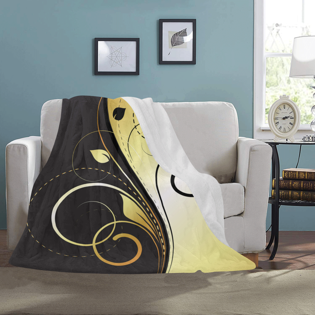 Flourish Swirls Golden Ultra-Soft Micro Fleece Blanket 50"x60"