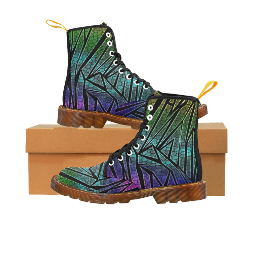 Neon Rainbow Cracked Mosaic Martin Boots For Men Model 1203H