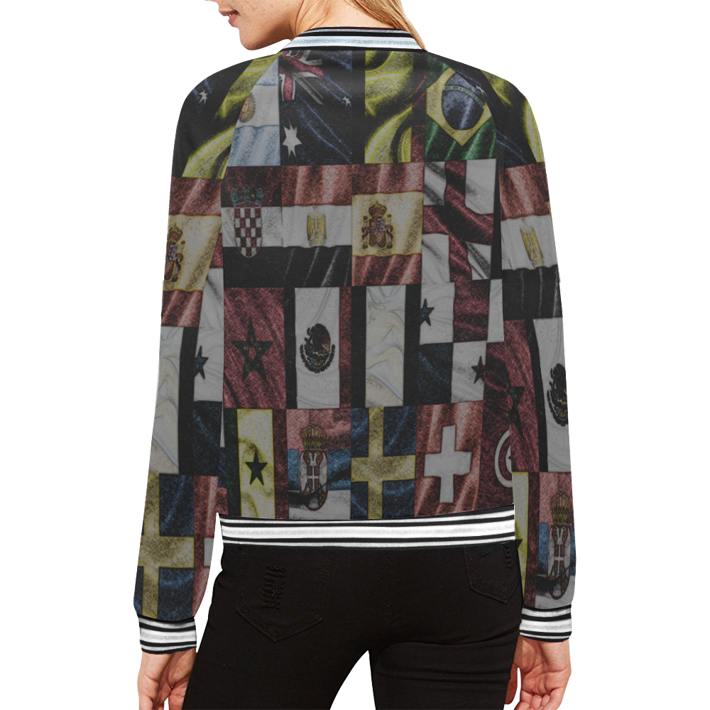 0a4k All Over Print Bomber Jacket for Women (Model H21)