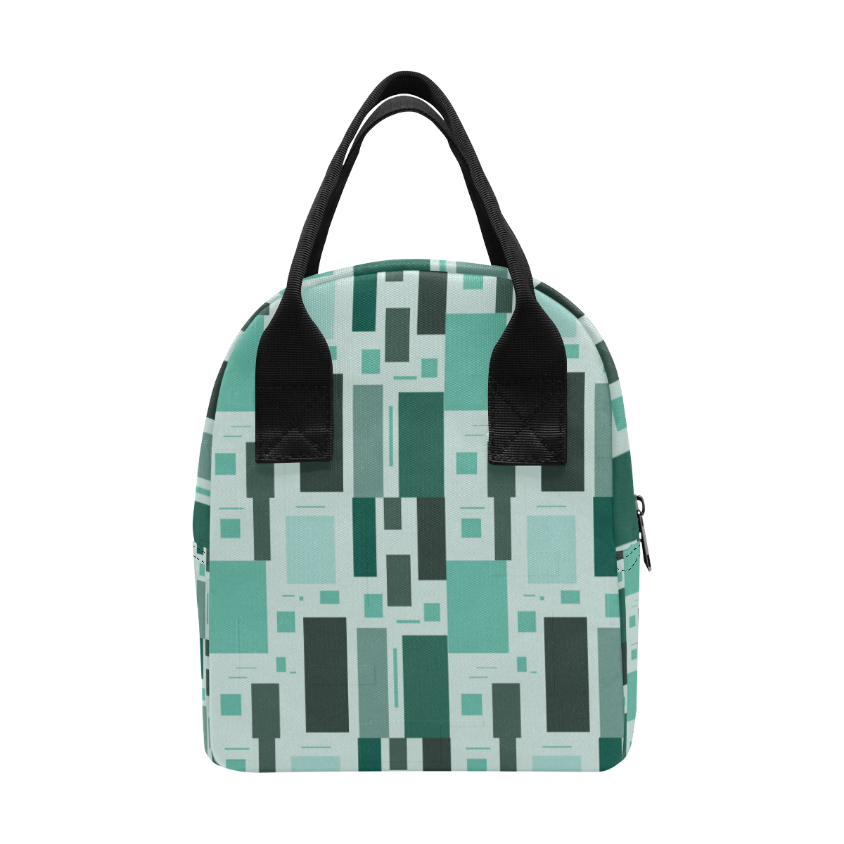 Abstract Green Squares Zipper Lunch Bag (Model 1689)