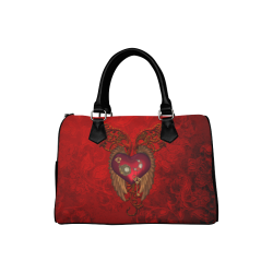 Beautiful heart, wings, clocks and gears Boston Handbag (Model 1621)