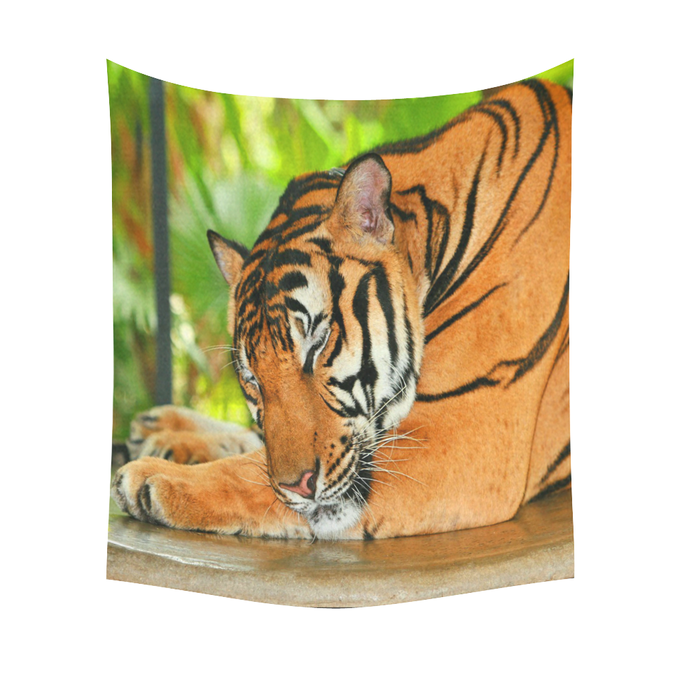 Sleeping Tiger Cotton Linen Wall Tapestry 51"x 60"