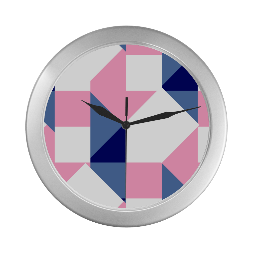 geometricspring Silver Color Wall Clock
