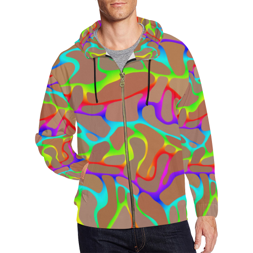 Colorful wavy shapes All Over Print Full Zip Hoodie for Men (Model H14)